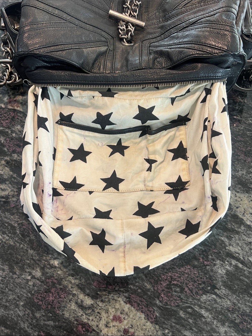 Betsey Johnson Black Leather Chain-Accent Shoulder Bag very heavy, thick leather - Picture 10 of 10